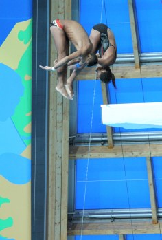 Action from the mixed synchro diving competition on day one of the 2015 FINA World Championships in Kazan, Russia.