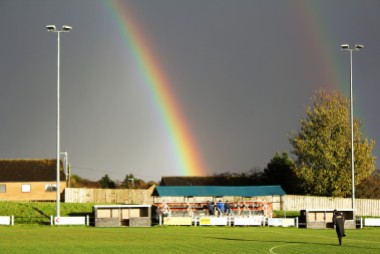A rainbow over the main stand at St. James' Park, Alnwick.